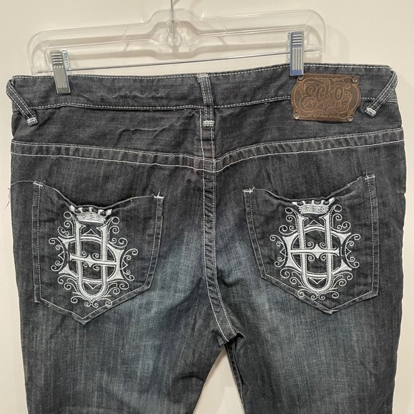 Ecko Unltd Other - Ecko Unltd Mens Dark Wash Denim Jeans Embroidered Pockets Size 36
